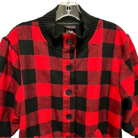 Torrid Buffalo Plaid Sweater Jacket, Cinched Waist, Size 3 - Picture 10 of 14